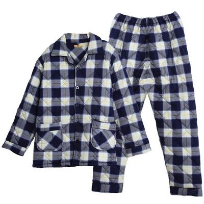 活性印染纯棉夹棉睡衣男秋冬爸爸