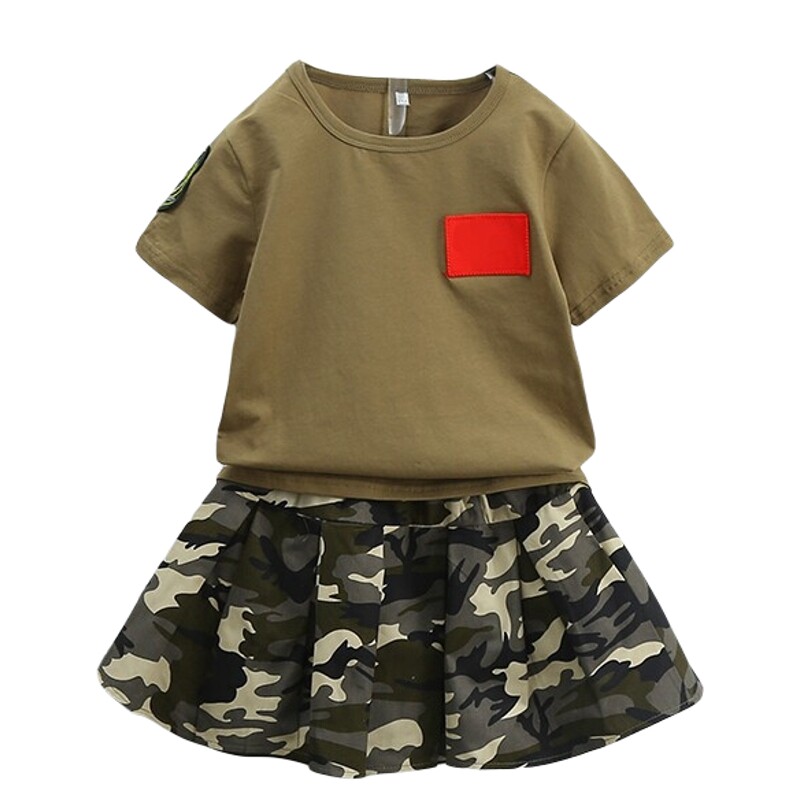 夏天儿童迷彩服套装男女童短裙短裤军训户外中小学生夏令营演出服
