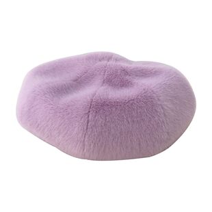 帽帽家 又甜又奶毛绒贝雷帽 人造柔软貂毛立体日系少女画家帽秋冬