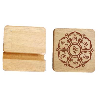 精致大明咒金光明最胜王实木方正摆件天王守护楞严咒摆件手机支架