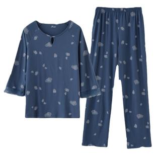 顶呱呱睡衣女夏季薄款顶瓜瓜七分袖长裤空调房家居服套装可外穿