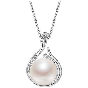 京润珍珠 曼梦银淡水珍珠吊坠11-12mm馒头形项链节日礼物送女友AD