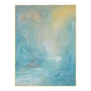 雾霭幽境蓝色玄关抽象高级轻奢客厅沙发餐厅卧室高端定制手绘油画