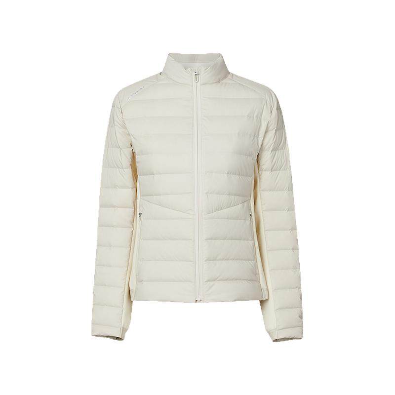 波顿2025秋冬季新款女士短款米杏色拼接羽绒服高端石墨烯保暖外套