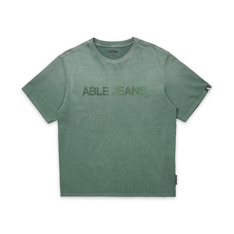 ABLE JEANS夏季新款情侣宽松水洗短袖T恤宽松型多色男女同款