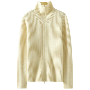 遇见惊喜！加厚100%纯山羊绒拉链开衫女高领纯羊绒毛衣针织衫秋冬