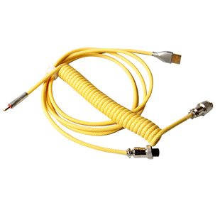 8K磁轴彩色航插线客制化数据线螺旋伸缩机械键盘type-c编织线usb
