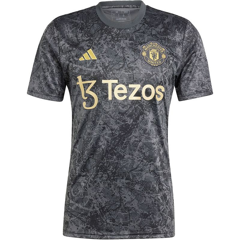 Adidas/阿迪达斯正品曼联男士足球热身运动短袖球衣IQ1566