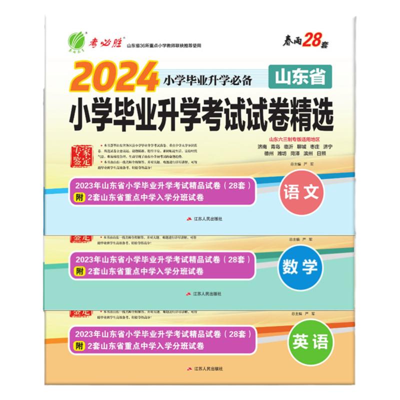 2024版语文小学毕业升学考试试卷精选语文数学英语山东省小升初真题卷小考总复习知识大集结辅导书测试卷考必胜28套卷