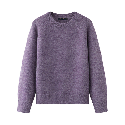 拉夏贝尔/La Chapelle秋冬新款纯色加厚圆领宽松休闲气质时尚毛衣