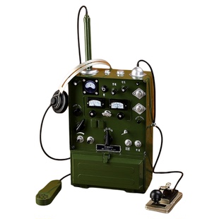 复古老式发报机模型摆件仿真无线电台电报机怀旧老物件影视道具