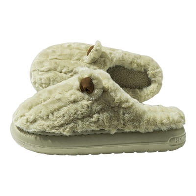 买一送一毛绒厚底棉拖鞋男女秋冬