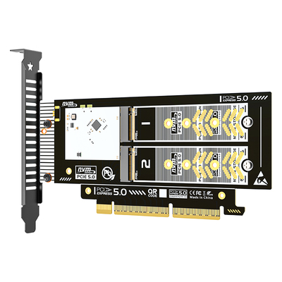 锐戟/RAGEER双盘PCIE5.0X16转NVME两盘转接卡X8两盘M.2硬盘扩展卡