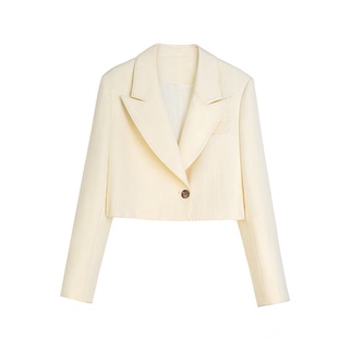 BACK TIMES初时早秋新品设计感手工短西服翻领西装西服外套