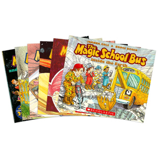 神奇校车6册 英文原版Magic School Bus 含探访感觉器官 在人体中游览 地球内部探秘 迷失太阳系 科学博览会 追寻恐龙 科普章节书