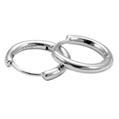 纯银简约耳圈男女光面s嘻哈耳环