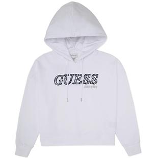 GUESS女士美式字母印花oversize通勤连帽卫衣-
