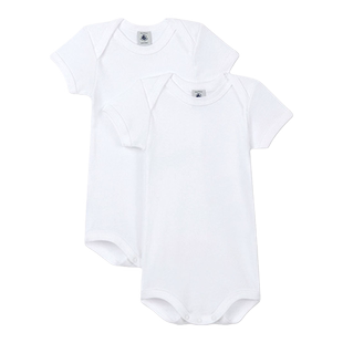 Petitbateau小帆船春秋款婴幼儿短袖纯棉包屁衣2件装A01T4