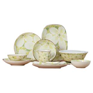 有谷窑日本进口陶瓷粉海棠餐具套装家用碗碟盘子高级感釉下彩碗盘