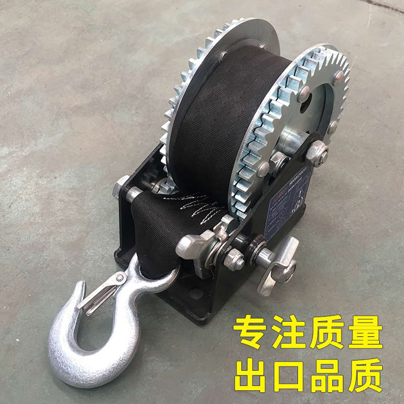 手摇绞盘绞车 编织带 1200/2000磅 便携式绞盘强力拖车绞盘配件