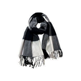 大版！经典黑白大格100%澳洲羊毛围巾男冬季加厚围脖送男友高级感