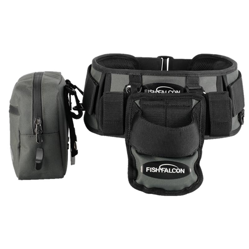 新款海钓船钓路亚腰带三件套波爬抽铁板路亚专用钓鱼肚顶腰带腰包