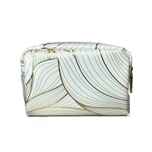 雅诗兰黛专柜赠品白金荷花烫金化妆包收纳包防水PU手拿整理小包