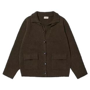 TIRES「隙柔」羊毛双层假两件开衫外套 柔软混纺翻领针织男女毛衣