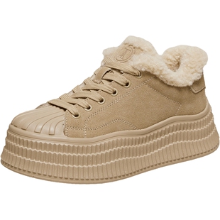 TATA他她女鞋冬天鞋子新款板鞋加绒棉鞋时尚休闲鞋毛毛鞋GNG07AM6