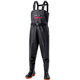 下水裤全身防水裤下半身水鞋连体加厚涉水衣裤男雨裤带雨鞋钓鱼服