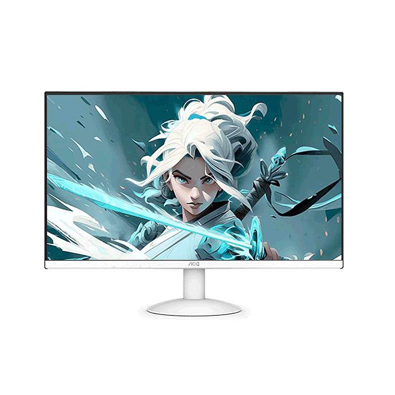 AOC24英寸白色显示器IPS办公家用120Hz台式电脑高清屏幕24B30H/BW