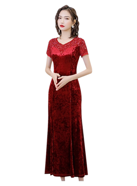 参加喜妈妈连衣裙秋喜高贵婚宴装