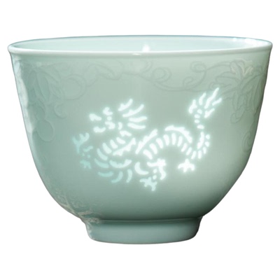 影青12生肖玲珑瓷茶杯主人杯