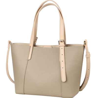 头层牛皮撞色菜篮子托特包