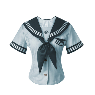 林间萌象星芒原创jk制服日系水手服短袖衬衫收腰套装蓝色正版女