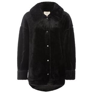 【折扣】SUNCOO 女士黑色秋冬长袖单排扣休闲上衣大衣外套银泰