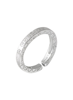 纯银纳福刻字钱币吉言招财戒指女