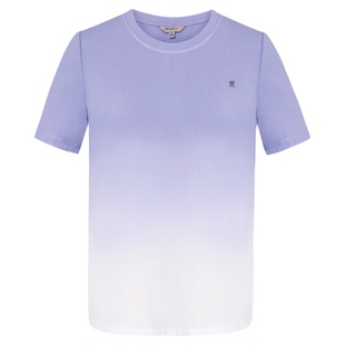 【多巴胺渐变色】粉蓝衣橱2026夏新款丁达尔吊染针织短袖T恤衫女