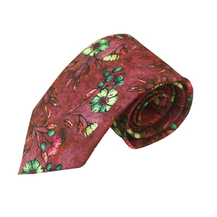 粉色系列 领带男小花韩版休闲百搭女棉麻印花文艺花卉清新6CM窄版