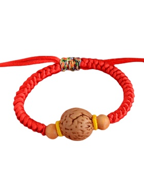 婴儿宝宝桃核桃木红绳手链防惊吓