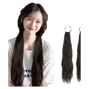 全真发麻花辫双马尾假发辫子女长直发绑带式编发假发片可扎低马尾