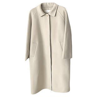 秒发！OUNCE温柔翻领羊毛大衣韩国25冬气质简约纯色过膝长款外套