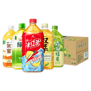 统一茶饮料1L*8瓶冰红茶低糖绿茶双萃柠檬茶茉莉蜜茶青梅混合口味