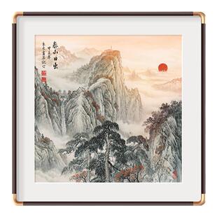 泰山日出图挂画玄关入户正对门壁画有山无水靠山图客厅办公室招财