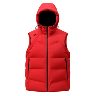鸭鸭羽绒马甲男女同款秋冬新品短款加厚百搭休闲连帽红色鸭绒外套