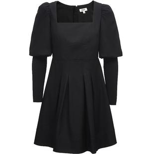 【ONLY奥莱】秋冬新品法式复古方领收腰黑色长袖连衣裙女