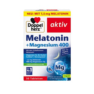 欧洲直邮 德国双心Doppelherz睡眠褪黑素+镁400片剂30粒助眠安睡