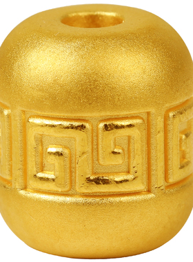 黄金直切回纹金珠佛珠手串哑光长桶珠配件3D硬金足金999男女腰珠