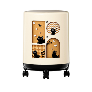 垃圾桶家用新款轻奢高档创意奶油风带滑轮翻盖高颜值卫生间客厅