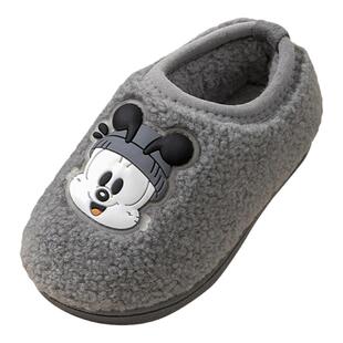 巴布豆儿童棉鞋中小童冬季室内保暖软底棉拖鞋男女童加绒外出棉靴